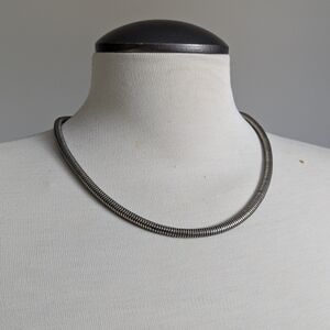 Vintage Silver-tone Snake Chain Choker Necklace Industrial
